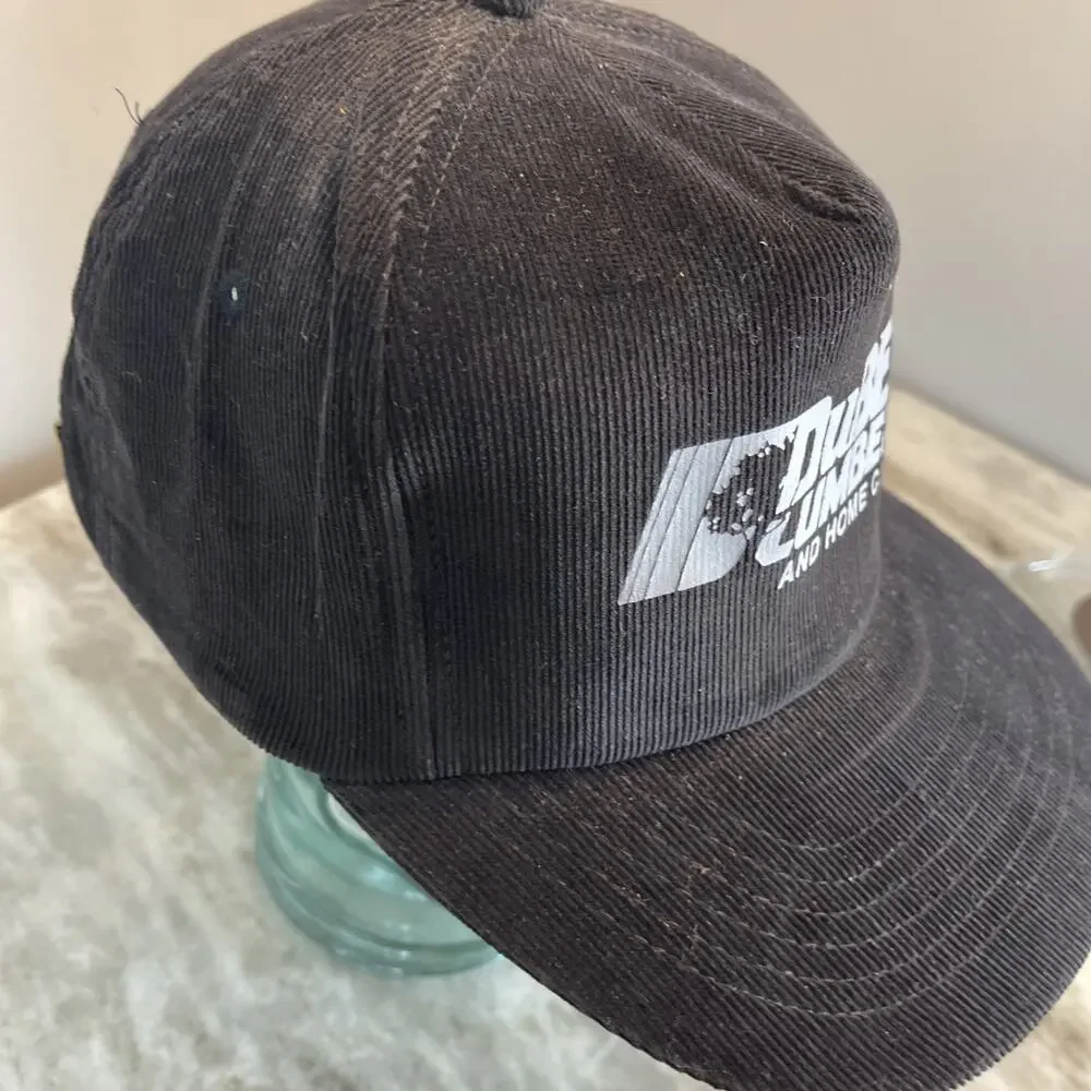 Vintage Black Dubell Lumber Corduroy One Size Adult Strapback Trucker Hat 5